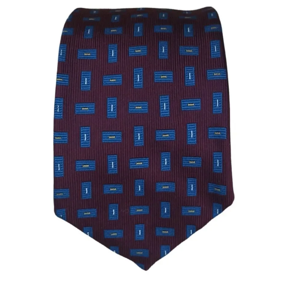 PAUL STUART Purple Geometric Silk Tie ENGLAND 58